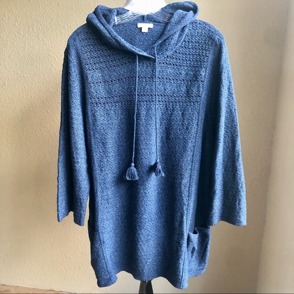 J. Jill Sweaters - J. Jill hooded cotton blend pullover sz XL